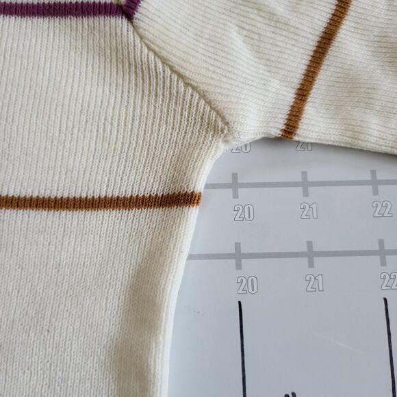 Vintage Jason Maxwell Sweater Womens L White Striped Round Neck Knit - Picture 6 of 7